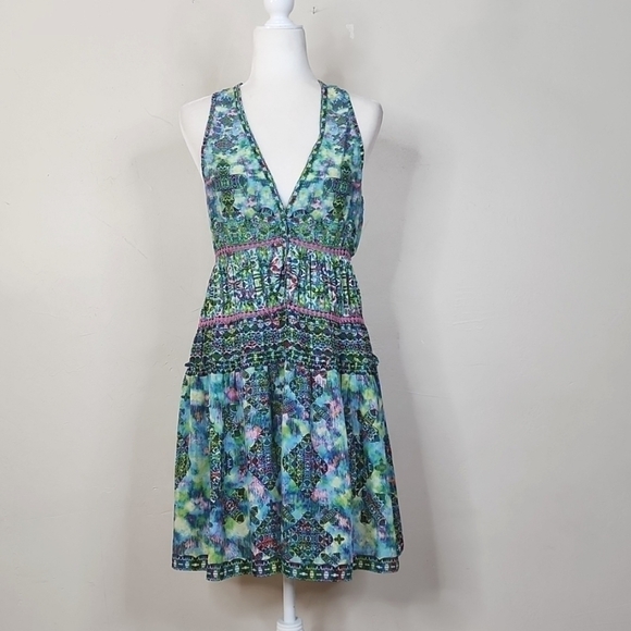 Rococo Sand Teal Boho Back To Greece Racerback Tank Mini Dress - Picture 1 of 14